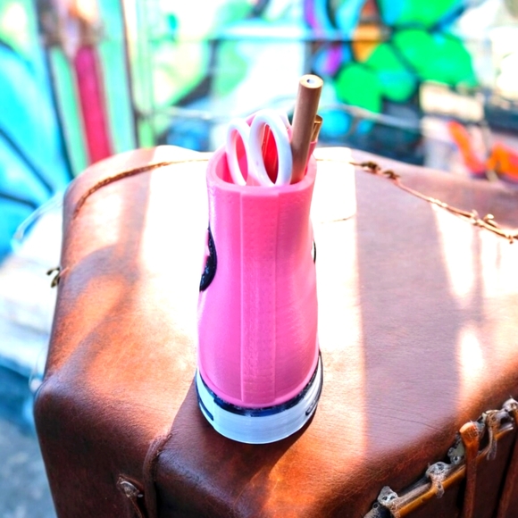 Handmade 3D Printed Pink Shoe Pencil Holder – New, 10"x2.25"x5" - Picture 3 of 10